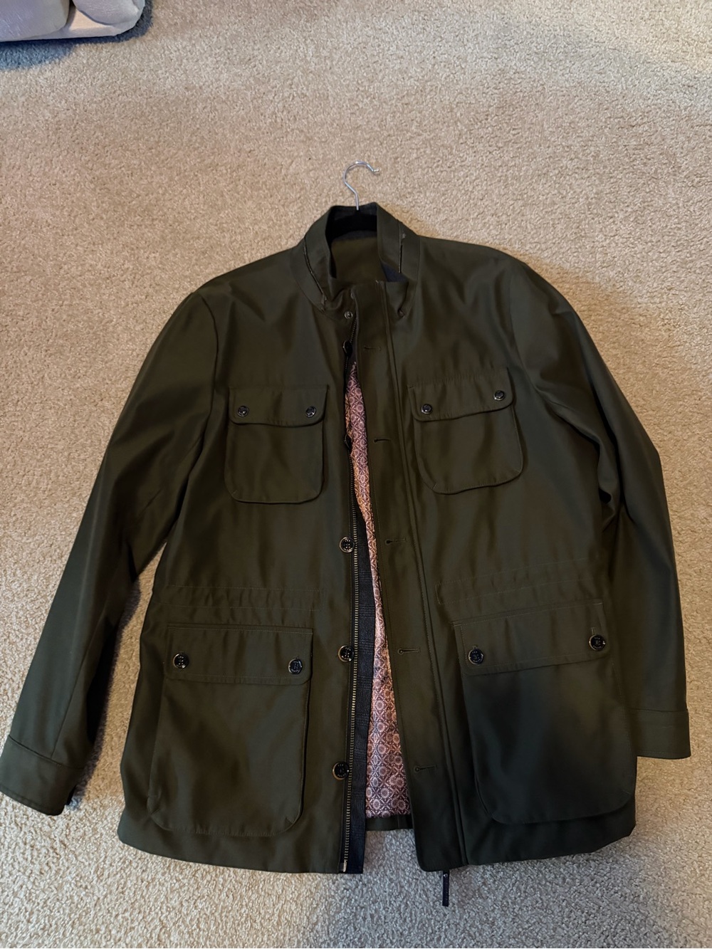 Ted Baker Olive Field Jacket with Button-Flap Pockets Size 5